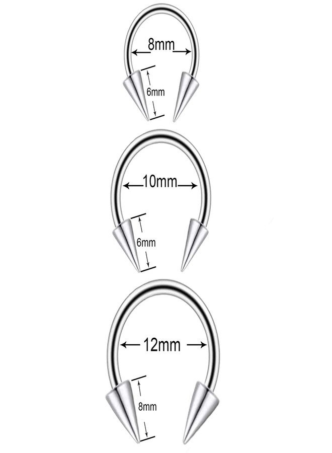 SERYNOW Long Spike Nose Septum Rings Surgical Steel Horseshoe Hoop Septum Rings Lip Labret Ring Tragus Ear Daith Piercing Rings - Image 2